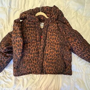 Damson Madder Leopard Print Puffer Jacket, size 16 only worn once